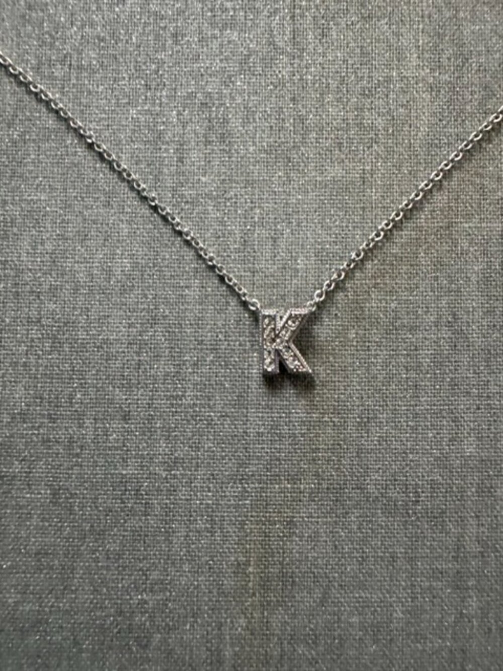 Pavé Cubic Zirconia Initial Necklace in letter "K"